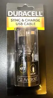 Duracell Sync & Charge USB Cable Micro Model GDU9567 Use With Samsung Android