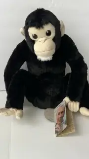 The Jane Goodall Institute Monkey Plush w Beard Black Soft Kids Toy Plush NEW
