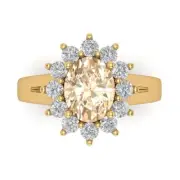 2.72Ct Oval Cut Natural Morganite VVS1 Solid Gold Halo Engagement Promise Ring