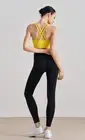 Size L Yellow Cross-Back Yoga Sports Bra for Women High Support & Shockproof Fit