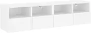 TV Wall Cabinet 2-Piece Set White 60x30x30 cm Engineered Wood, Space-Saving Wall-Mounted TV Unit for Living Room or Bedroom, Sturdy & Modern Design