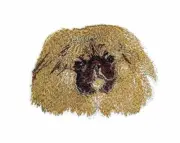 Dog Faces[Pekinese] Embroidery Iron On/Sew patch [4"x 3."]