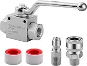 Pressure Washer Ball Valve - Stainless Steel Ball Valve, 3/8" Quick Connect Fittings, 4500 PSI Pressure Washer Hose Kit, Power Washer Hose Accessories