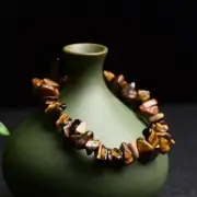 Natural Tiger's Eye Quartz Hand Strings Crystal Energy Healing Stretchy Bracelet
