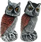 2 Pack Owl Decoys to Scare Birds Away, Scarecrow Fake Owl with Rotating Head, Na