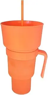 Stadium Tumbler Snack Bowl, 2 in 1 Travel Snack & Drink Cup with Straw, Snack and Drink Cup, Drinks Snack Cups, Portable Stadium Cups, Snack Cup for Adults