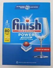 Finish Powerball Dishwashing Tablets All-In-One 80 Tabs Lemon NEW