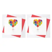 2x Boyle Handmade Paper 15x15cm Quilled Greeting Card/Envelope Bunch of Balloons