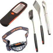 KINGS BBQ Tool Set + Illuminator 24 LED Work Light + Illuminator LED Head Torch