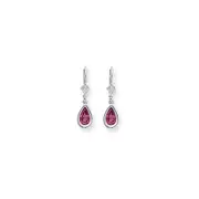 14k White Gold 8x5mm Pear Pink Tourmaline leverback earring