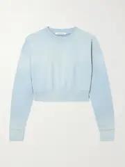 [SLVRLAKE] SLVRLAKE - Cropped Cotton-jersey Sweatshirt - Blue - x small x small Blue