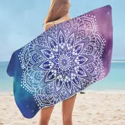 White Mandala Over Space Microfiber Beach Towel