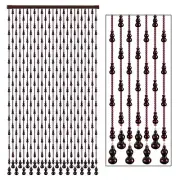 Wood Beaded Curtain for Doorway, 35.5 x 78 inches Retro Door String Curtain, ...