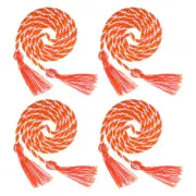 4Pcs 67" Graduation Honor Cord with Tassel Braided Graduation Rope Orange/Whtie