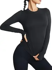 [zffriction] Sports T-Shirt Women's Long Sleeve Breathable Workout Top Functional Shirt Running Shirt Gym Yoga Top Fitness Casual Top
