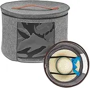 Fxvhojq Gray Felt Hat Box - Round Foldable Storage Container With Double Opening Zipper and Visible Window for Men and Women