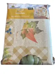 Celebrate Harvest Vinyl Pumpkin Patchwork 60x84 Rectangle Tablecloth