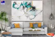 Gold Blue & Black Abstract Design Wall Canvas Home Decor Australian Made Quality
