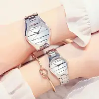 在飛比找Yahoo!奇摩拍賣優惠-情侶對錶 壹對韓版潮流學生新款時尚簡約鋼帶男女對錶防水