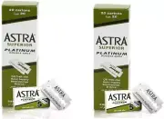 200 ASTRA Super Platinum Double Edge Safety Razor Shaving Blades (2 Box of 20x5)