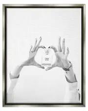 Tres Chic Heart Glam Perfume Framed Floater Canvas Wall Art by Leah Straatsma