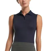 G/Fore Solid Tech Pique Sleeveless Polo Top Twilight Large Womens Golf GFore NEW