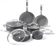 GreenPan Chatham Healthy Ceramic Nonstick 10pc Cookware Pots and Pans Set, Grey