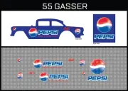 Hot Wheels (1/64), 55 Gasser "Pepsi 004" Waterslide, Printed White First, Decals