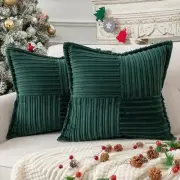 UGASA Christmas Super Soft Stripe Pillow Covers Set of 2 Splicing Corduroy