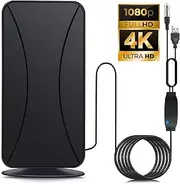 Indoor TV Aerial, 1080P 4K HD Digital TV Antenna 450 Miles Range Support, TV Ariels Indoor 360° Acceptance Reception Freeview with Signal Booster 11.5ft Aerial Cable for All Local HDTV