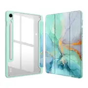 MCC For Samsung Galaxy Tab S10 FE 10.9" Case Cover Clear Back Marble X520 X526 [Green]