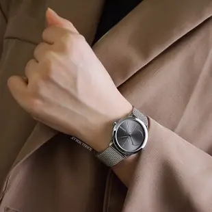 Calvin Klein美國原廠平輸 | CK手錶 大CK LOGO 簡約黑面 米蘭錶帶 對錶 K3M22123