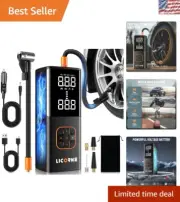 Multipurpose Portable Air Compressor - Fast Tire Inflation & Night LED Light
