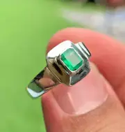 Natural Kashmir Emerald Gem Beautifully Jewelry Emerald Ring Sterling Silver 925