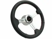 1969 -94 Chevy S6 Covert Steering Wheel Brushed Red Bow Tie Kit, Red Stitch