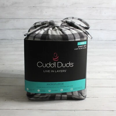 Cuddl Duds Sheet Set Twin Size Plaid Micro Fleece
