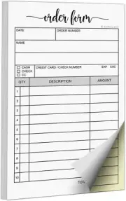Order Form Pad, 3.4X5.5 Handheld 2-Part Carbonless, Made in USA, Carbon Duplicat