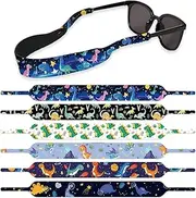 [DOODLREAM] 6Pcs Floating Sunglass Straps, Lightweight Neoprene Glasses Holder Straps with 6 Different Cute Dinosaurs Pattern, Colorful Printed Eyewear Retainer
