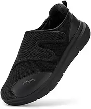 [FitVille] Extra Wide Fit Diabetic Shoes for Men Easy Close Orthopedic Slippers Adjustable Slip On Walking Sneakers for Swollen Feet Plantar Fasciitis
