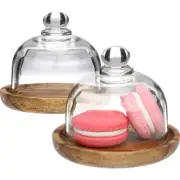 2 Sets Dessert Display Plate Cupcake Stand with Dome Stands Lids Baby