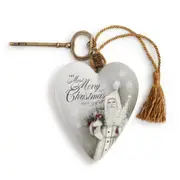 Demdaco White Christmas Santa Art Heart
