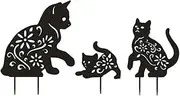 Metal Cat Outdoor Garden Decor, Black Silhouette Stake for Yard, Spring Animal Patio Lawn Decorations, Toys Gifts for Cat Lovers