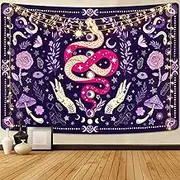 Boniboni Aesthetic Snake Tapestry Mushroom Tapestrys Moon Phase and Stars Tapestries Butterfly and Flowers Tapestry Witch Tapestry Wall Hanging for Room(51.2 x 59.1 inches)