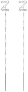 [ViLLex] 26 Letter Shiny Alphabet Earrings, Tassel Chain Dangle Earrings for Women Girls Alphabet Pull Earrings (1 Pair)