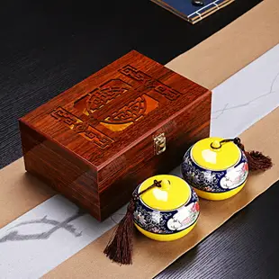 3IGP茶叶罐西湖龙井礼盒包装明前绿茶红茶黑枸杞陶瓷罐通用款木盒