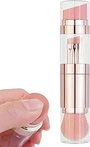 Travel Makeup Brush Set, 5-In-1 Portable Eyeshadow Brush Kit, Foundation, Powder, and Concealer Applicators, 1.06 x 1.06 x 5.28 Inches Multi-Purpose Beauty Tools for Face and Cheeks