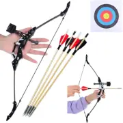 19" Mini Recurve Bow Set 18lbs Arrows Target Toy Archery Practice Kids Gift Fun