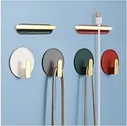 leuapl Decorative Wall Door Self Adhesive Hanger Hooks Heavy Duty for Hanging Coats Clothes Hat Keys Purse, Kitchen Towels Hook, Waterproof Shower Room Sticky Hooks for Bathroom Organizer, 6PCS