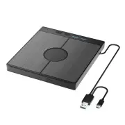 7 in 1 External CD/DVD Drive CD Burner with 2 USB/Type-C Ports USB 3.0 Portable CD/DVD Burner 1 TF/SD Card Slots Optical