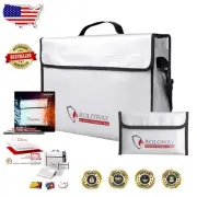 Fireproof & Water-Resistant Document Bags: Large 15x12x5, Perfect for Valuables